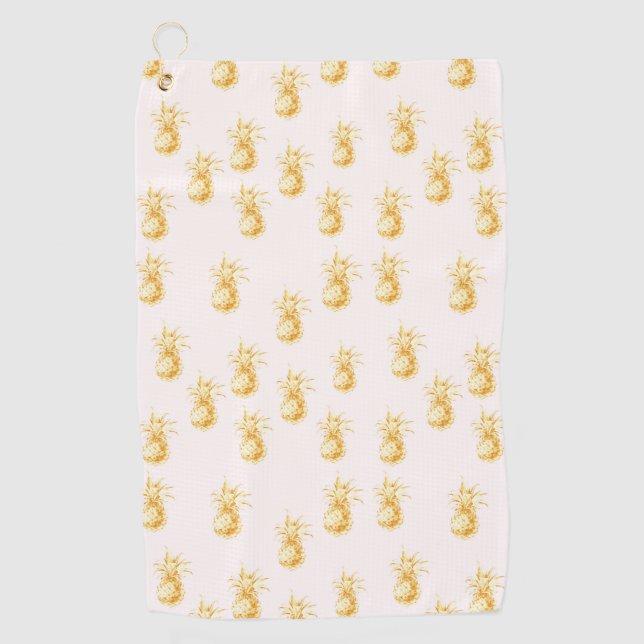 Blush Gold Tropische Ananas Golfhandtuch (Vorderseite)