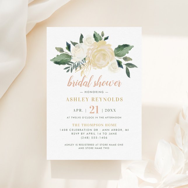 Blush Gold und Green Floral Wedding Brautparty Einladung (Von Creator hochgeladen)