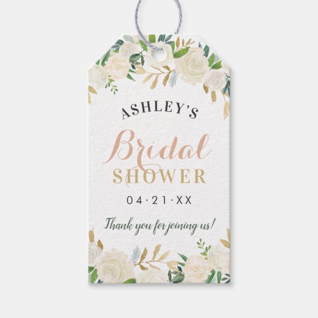 Blush Gold und Green Floral Wedding Brautparty Geschenkanhänger (Vorderseite)