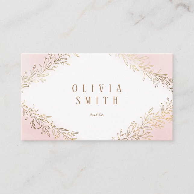 Blush gold vergoldete botanische Hochzeit Platzkarte (Vorderseite)