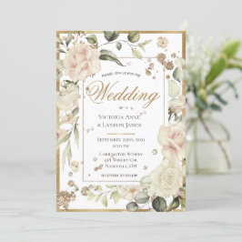 Blush Gold Wasserfarbe Antike Blumenzwiese Einladung