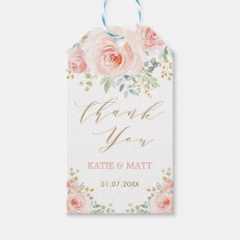 Blush Gold Watercolor Blumenfreunde zum Hochzeitsf Geschenkanhänger