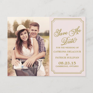 Blush & Gold Whimsical Save the Date Postkarte