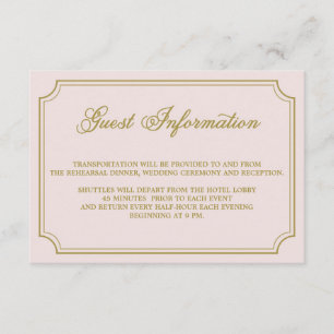 Blush & Gold Whimsical Script Guest Info Card Begleitkarte