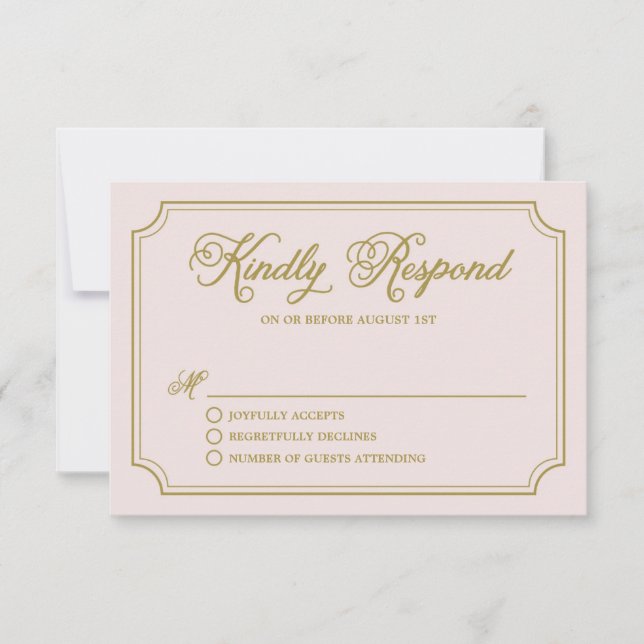 Blush & Gold Whimsical Script Wedding RSVP II (Devant)