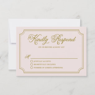 Blush & Gold Whimsical Script Wedding RSVP II