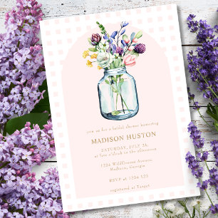 Blush & Gold Wildblume Mason Jar Brautparty Einladung