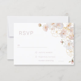 Blush & Gold Wildflowers Elegant Wedding RSVP Karte