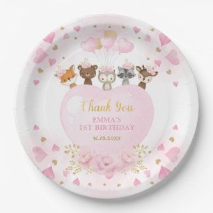Blush Gold Woodland Sweetheart Valentines Geburtst Pappteller