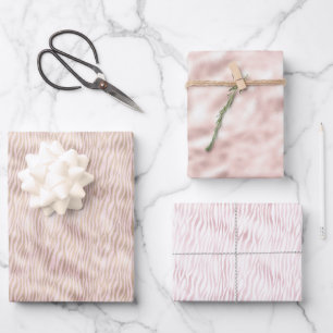 Blush Gold Zebra Print Geschenkpapier Set