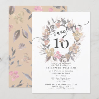 Blush Golden Bouquet Fall Rose Süß 16 Einladung