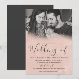 Blush & Gray Black & White Foto Hochzeit Einladung