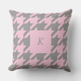 Blush-Hahnentrittmuster Mit Monogramm-Throw Kissen