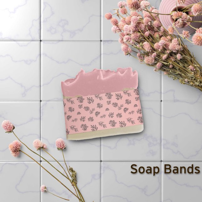 Blush Hand Gezeichnet Rose Blätter Seifenband Wrap Einladungsbanderole (Von Creator hochgeladen)