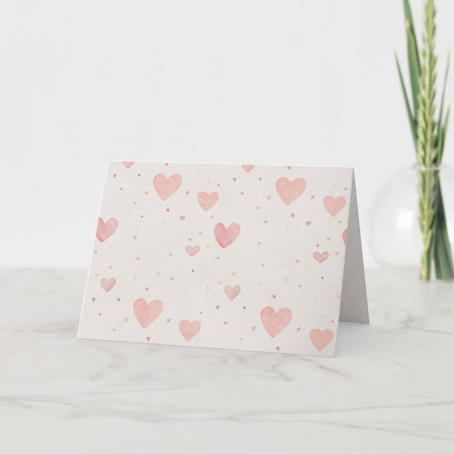 Blush Heart Pattern Thank You Card Dankeskarte (Vorderseite)