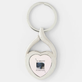 Blush Heart Pet Photo with Paw Prints Schlüsselanhänger