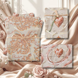 Blush Heirloom Heart Pattern Loving Keepsake Wrap Geschenkpapier Set
