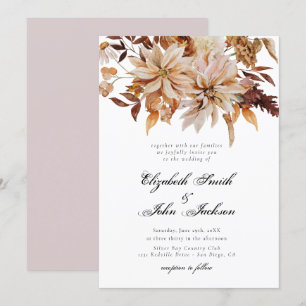 Blush Herbstbrennen Orangen-Rost-Hochzeit Einladung