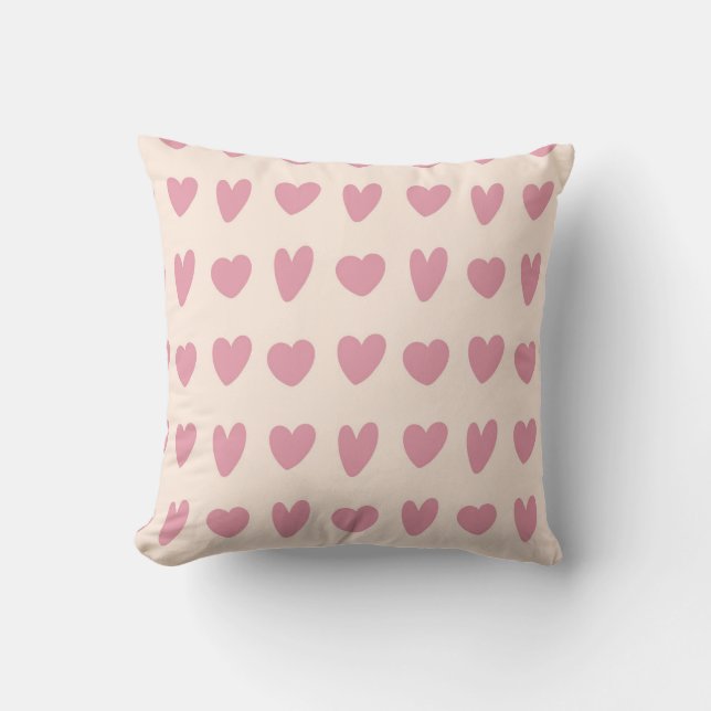 Blush-Herz-Muster Kissen (Vorderseite)
