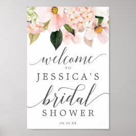 Blush Hydrangea Brautparty Begrüßungszeichen Poster