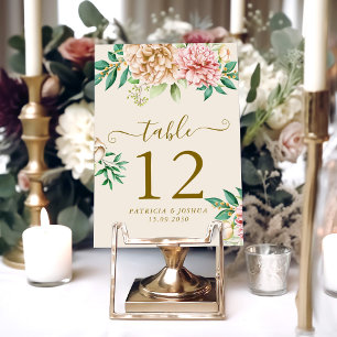 Blush Hydrangea Floral Wedding Tischnummer Card