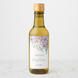 Blush Hydrangea Taufe Weinetikett