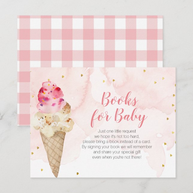 Blush Ice Creme Gold Glitzer Bücher für Kinder Einladungspostkarte (Vorne/Hinten)