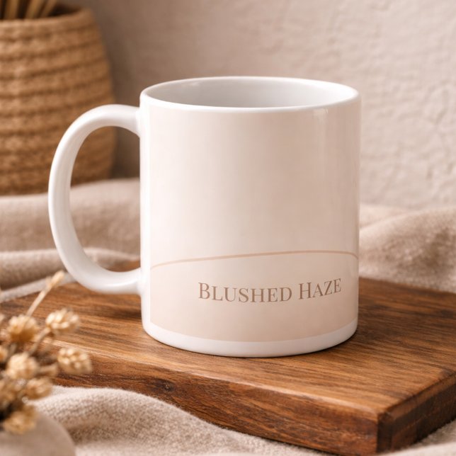 Blush Ivory Arc Glow Classic Mug, 11 oz Kaffeetasse (Minimal Blushed Haze script with warm neutral color blend)