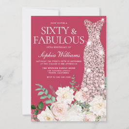 Blush & Ivory, Rose Gold & Magenta 60. Geburtstag Einladung