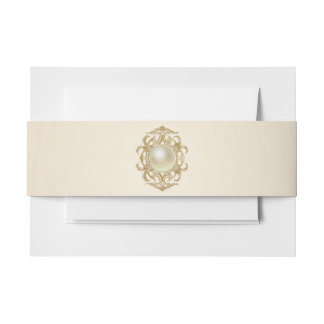 Blush Ivory Satin Einladung Bauchband Einladungsbanderole