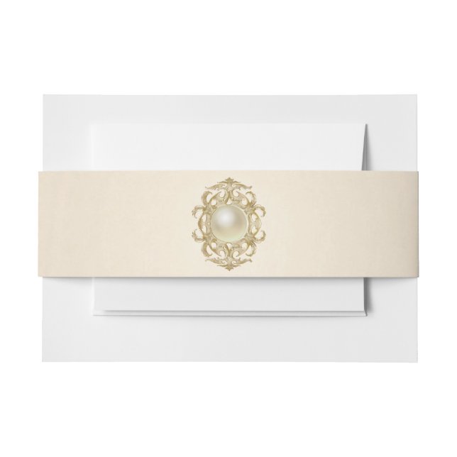 Blush Ivory Satin Einladung Bauchband Einladungsbanderole (Vorderseite Beispiel)