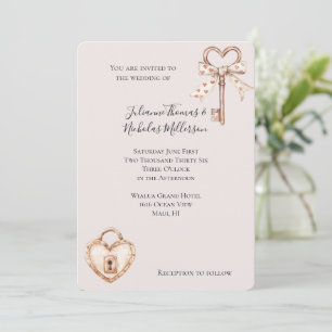 Blush Key für meine Herz-Hochzeit Einladung