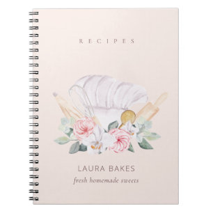 Blush Koch Hat Cookbook Blumenwalzenrolle Whisk Re Notizblock