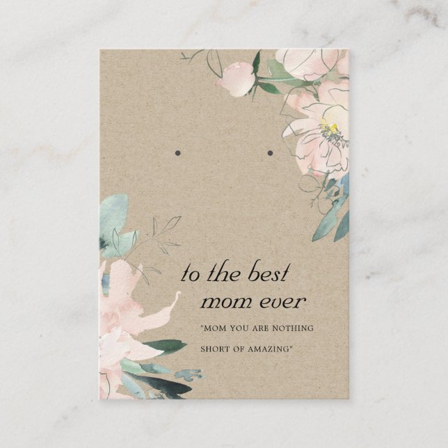 BLUSH KRAFT FLORAL MAMA GIFT EARRING DISPLAY CARD PLATZKARTE (Vorderseite)