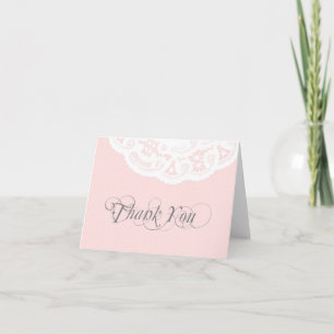 Blush Lace Doily Mariage Merci Carte Note