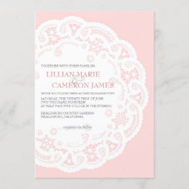 Blush Lace Doily Wedding Einladung