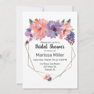 Blush Lavendel Blue Gold Frame Einladung