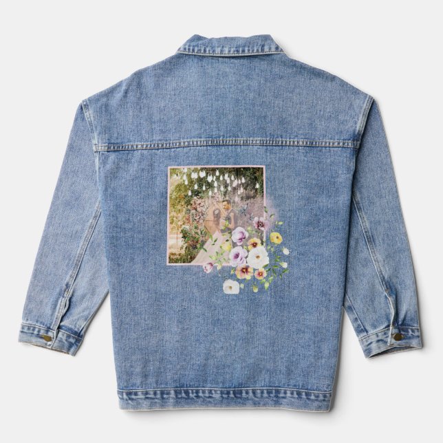 Blush Lavendel Lila Blüte glücklich immer nach Jeansjacke (Rückseite)