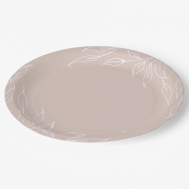 Blush Leaf Motif Erntedank Party Pappteller (Schrägansicht)
