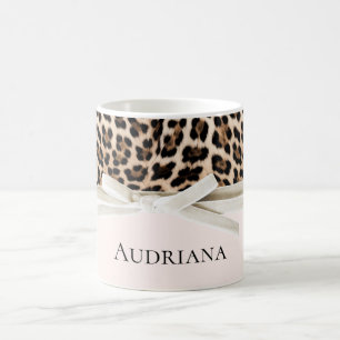 Blush Leopard White Bow Kaffeetasse