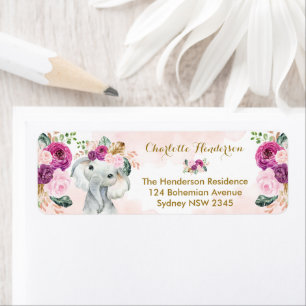 Blush Lila Floral Elephant Boho Baby Girl