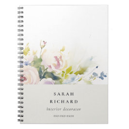 Blush Lilac Wasserfarbe Rose Blumenstrauß Business Notizblock