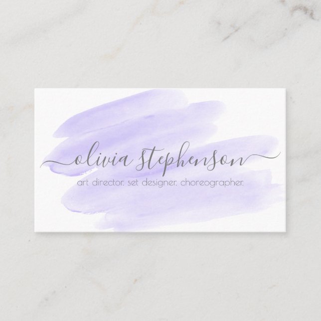 Blush Lilac Watercolor Swash Visitenkarte (Vorderseite)