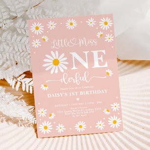 Blush Little Miss ONEderful Daisy Blume Geburtstag Einladung