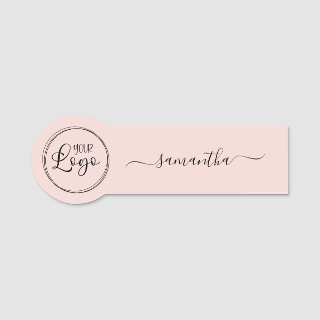 Blush-Logo mit eleganter Swash-Signatur Namensschild (Vorderseite)