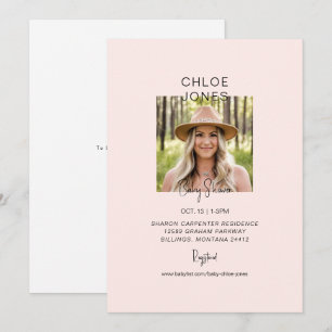 Blush Mama to be Foto Baby Shower Einladung