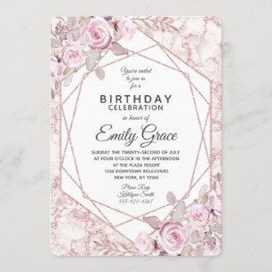 Blush Marble Geometric Geburtstagsparty Einladung