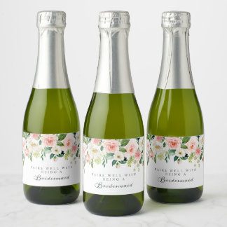 Blush Mini Sparkling Weinflaschen Etiketten