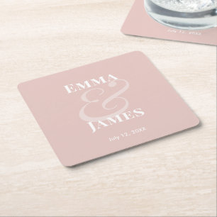 Blush Minimalist Et-Zeichen Hochzeit Negativ Rechteckiger Pappuntersetzer