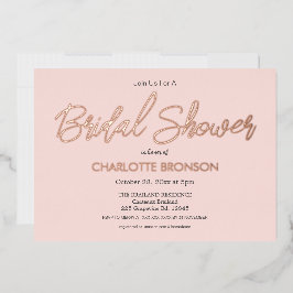Blush Minimalistisches Script Brautparty Rose Gold Folieneinladung